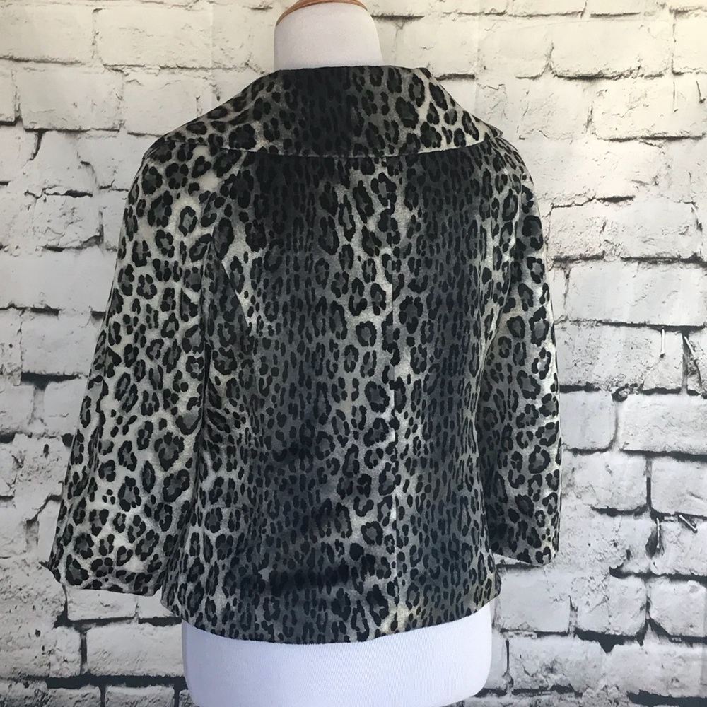 Leopard Print Velour jacket blazer size medium black gray white - Picture 5 of 6